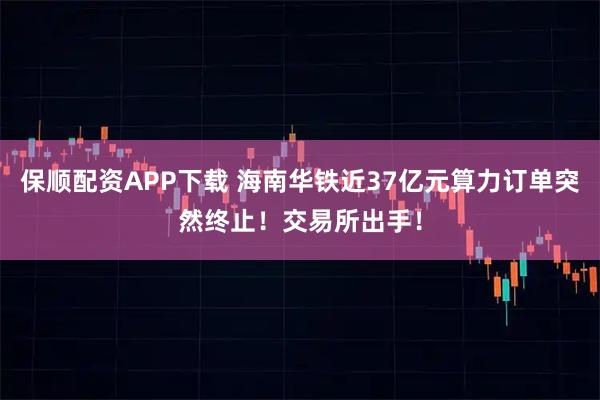 保顺配资APP下载 海南华铁近37亿元算力订单突然终止！交易所出手！