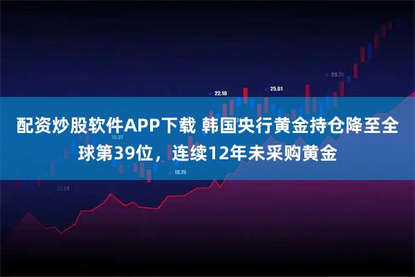 配资炒股软件APP下载 韩国央行黄金持仓降至全球第39位，连续12年未采购黄金