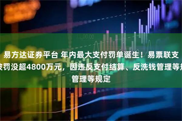 易方达证券平台 年内最大支付罚单诞生！易票联支付被罚没超4800万元，因违反支付结算、反洗钱管理等规定