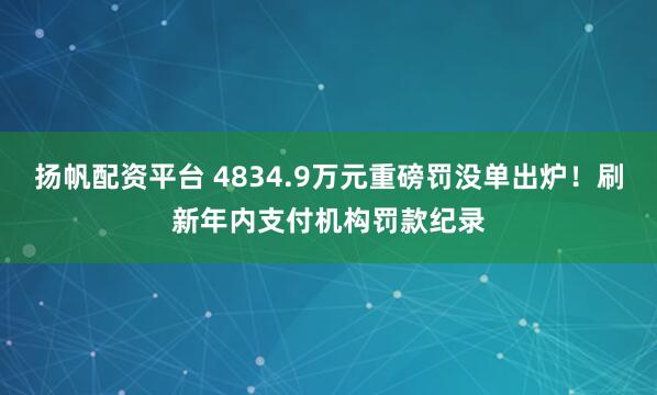 扬帆配资平台 4834.9万元重磅罚没单出炉！刷新年内支付机构罚款纪录